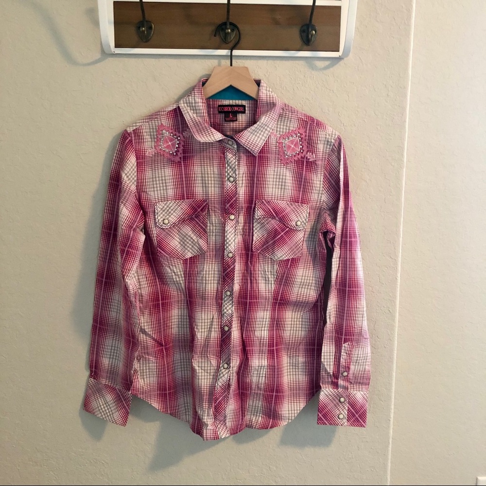 Rock & Roll Western Button Down Pinks Large